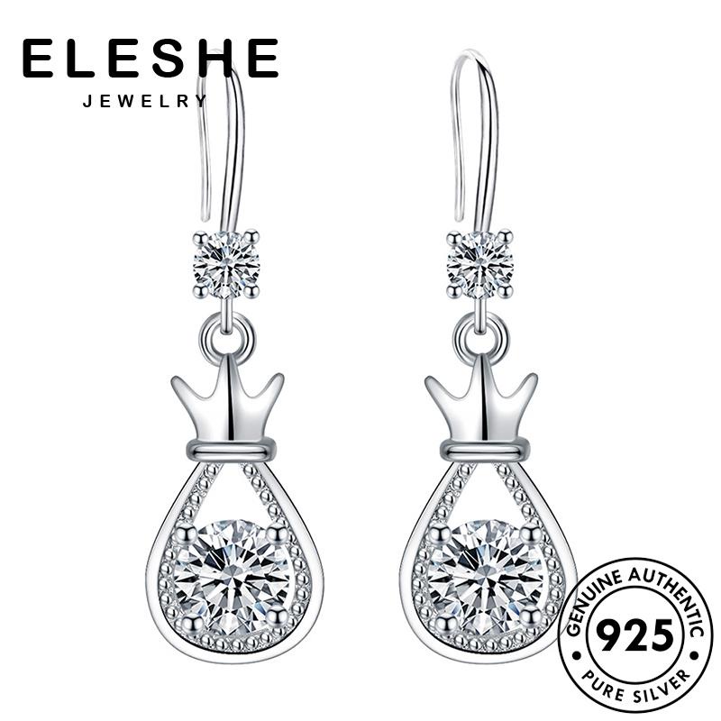 Eleshe ต่างหูตะขอเงิน 925 ประดับมุก เพชร โมอิส เครื่องประดับ สําหรับผู้หญิง M008