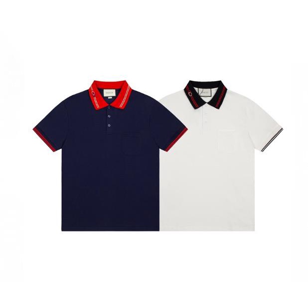 เสื้อโปโล คอปก แขนสั้น ผ้าฝ้าย ปักลาย ประดับมุก คุณภาพสูง