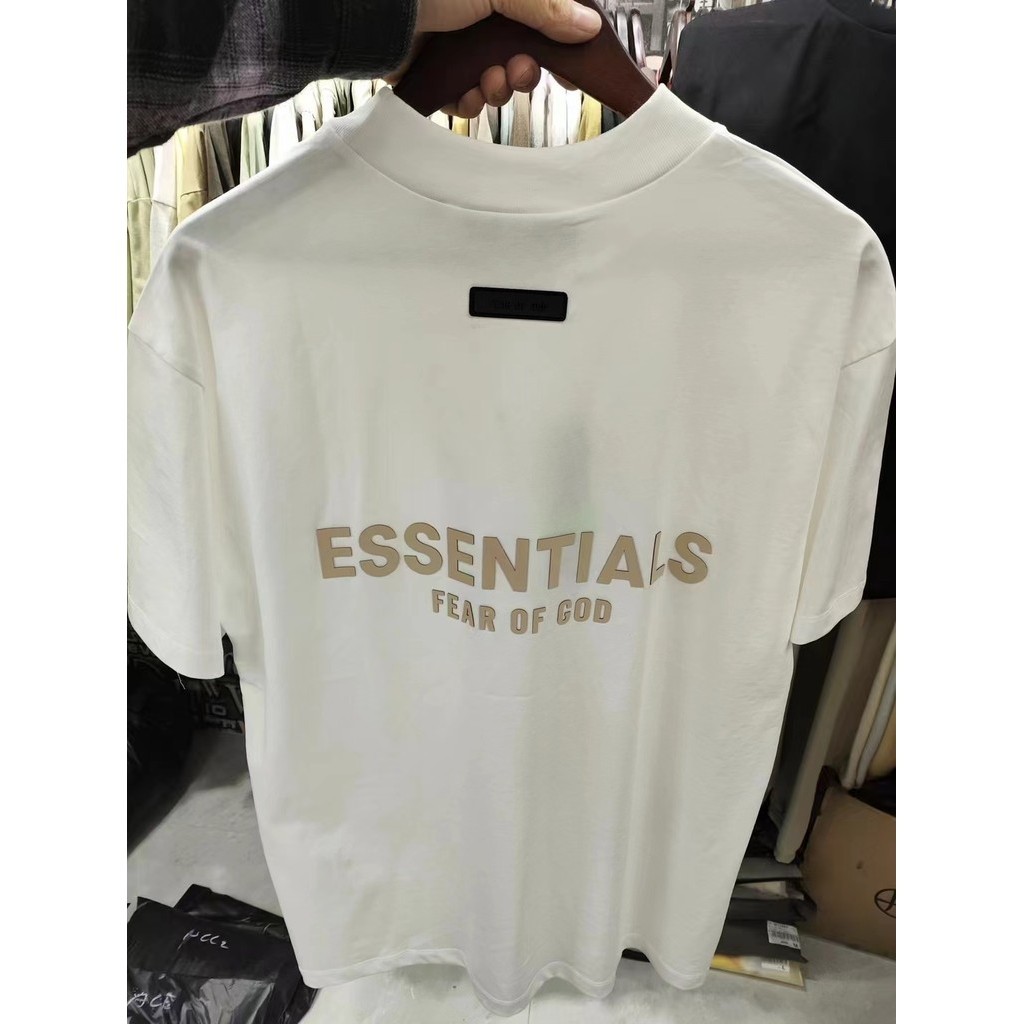 เสื้อยืดแขนสั้น พิมพ์ลายตัวอักษร FOG FEAR OF GOD ทรงหลวม แฟชั่นคู่รัก