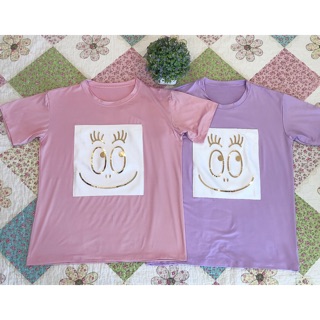 no.79 พร้อมส่ง เสื้อยืด ปั๊มนูนสีทอง เกรดพรีเมี่ยม  สวมใส่สบาย