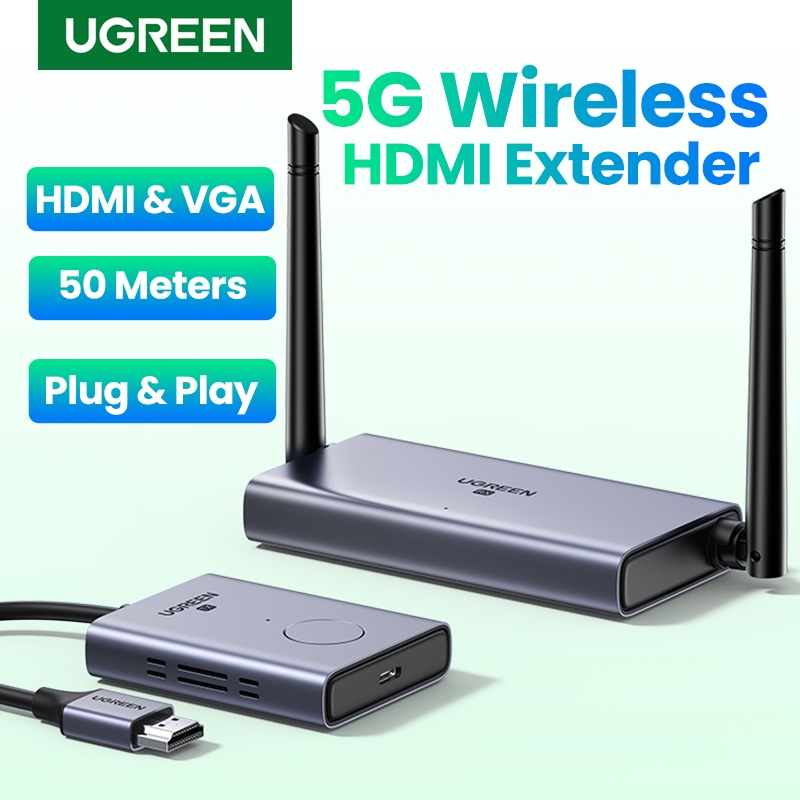 Ugreen ตัวแปลงขยายหน้าจอโปรเจคเตอร์ HDMI ไร้สาย ระยะไกล 50 เมตร ความคมชัดสูง 1080P สําหรับแล็ปท็อป แ