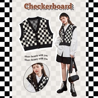 Theyourlooks ♡ พร้อมส่ง Cute checkerbroad vest เสื้อกั๊กไหมพรม🥯🧸 (TYL247)