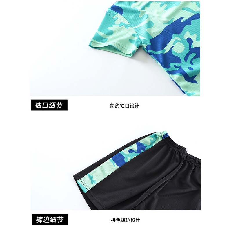 Soffny (1-16Y) Boy แห้งเร็วชุดกีฬาชุดเสื้อยืด + กางเกงขาสั้นกางเกงชายเสื้อเสื้อผ้าทารกชุดวันเกิดงานแต่งงานอาบน้ําญี่ปุ่นเกาหลี S - รูปที่ 5