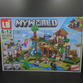 เลโก้ My World Minecraft บ้านลูกแก้ว มีอุปกรณ์ติดไฟได้ด้วย  LB593 จำนวน 426 ชื้น (พร้อมคู่มือการต่อ)  พร้อมส่ง