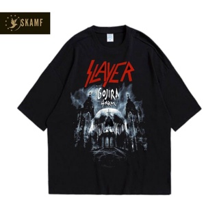 เสื้อยืดผ้าฝ้ายพิมพ์ลายขายดี เสื้อเชิ้ต Slayer X GOJIRA | เสื้อยืด พิมพ์ลายวงร็อคดนตรี | เสื้อเชิ้ต ขนาดใหญ่ สําหรับผู้ช