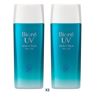 Biore UV Aqua Rich Watery Gel SPF50+/PA++ บิโอเร ยูวี อะควา ริช วอเตอร์รี่ เจล SPF50+/PA+++ 90ml. (แพคคู่) สูตรใหม่2017