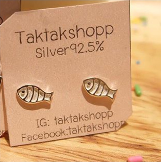ต่างหูปลาแบนเงินแท้92.5% | Studs Earring Silver 925