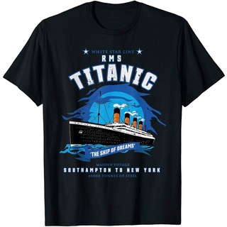 เสื้อยืดลำลองเสื้อยืดคอกลมผ้าฝ้ายพิมพ์ลาย White Star Line Rms Titanic สําหรับเด็กผู้ชายS to4XL