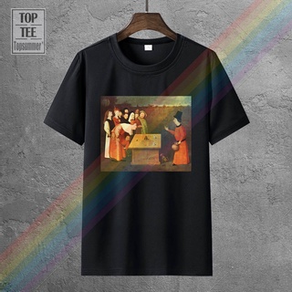 คอตต้อนคอกลมขายดี เสื้อยืดลําลอง แขนสั้น พิมพ์ลาย Hieronymus Bosch The Conjurer Medieval Art HFaigf87GBaoic99 สไตล์คลาสส