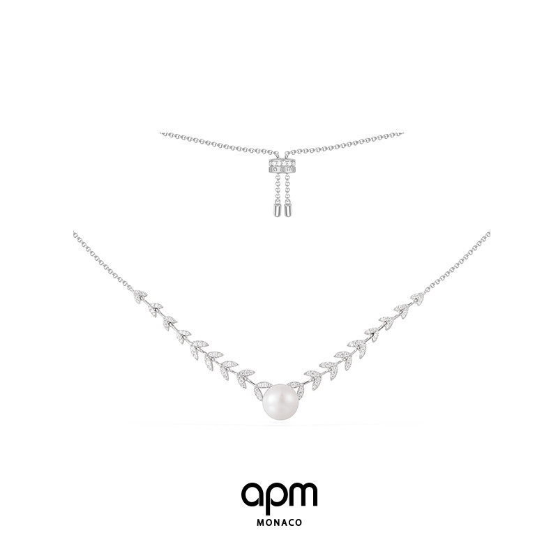 APM Monaco สร้อยคอมุกหญิงหรูหรา Niche French Petal Clavicle Chain