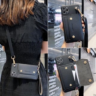 VIVO ซองหนังพร้อมสายคล้องโทรศัพท์มือถือเคสนิ่ม VIVO S1pro NEXS NEXA V15 Z5X Z1pro S1 Y7S Z5 V17ENO NEX3 V17pro U3 Y19 Y5S Z5i V17 Leather card case with lanyard phone case