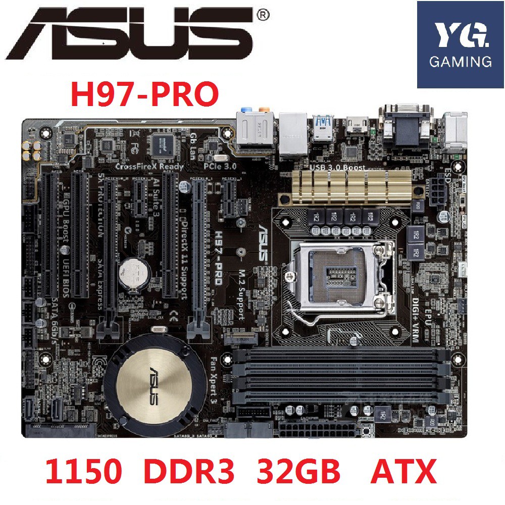ASUS H97-PRO DDR3 LGA 1150 สําหรับ I3 I5 I7 CPU USB2.0 USB3.0 32GB H97 เมนบอร์ดเดสก์ท็อปใช้