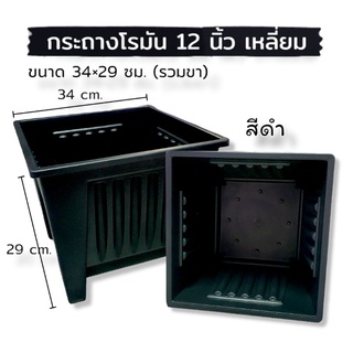 37POTS กระถางพลาสติกทรงโรมันเหลี่ยม มีขา 12 นิ้ว