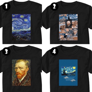 T160 VAN GOGH Cool เทรนด์วินเทจเสื้อยืดกราฟิกสีดําฟรีเสื้อยืดขนาดมากกว่าสําหรับผู้ชายและผู้หญิง vqj