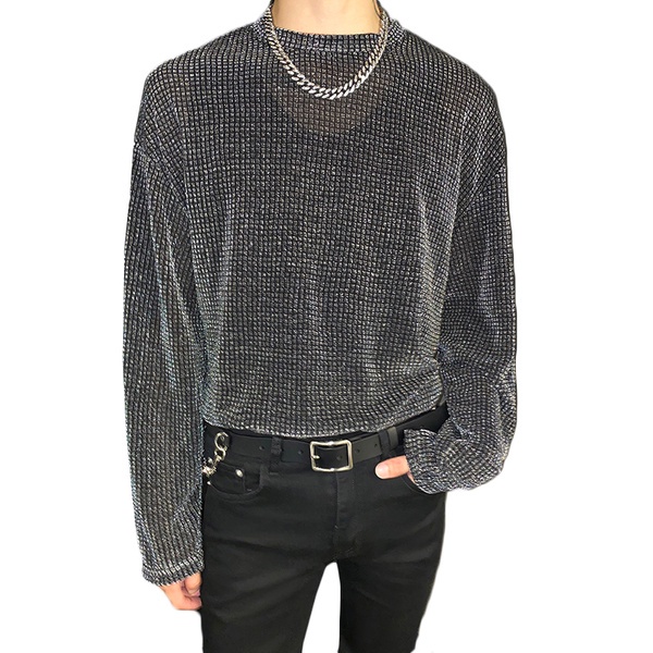 Incerun เสื้อยืดแขนยาวคอกลมเสื้อทรงหลวมแฟชั่นผู้ชาย