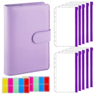 A6 Binder Planner กระเป๋าสําหรับใส่จัดเก็บเงินสดพร้อม 10ชิ้น 6 ช่องซิป Free Folder Labels