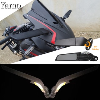 กระจกมองหลังรถจักรยานยนต์ พร้อมไฟ LED ปรับได้ สําหรับ Honda CBR250R CBR300R CBR500R CBR600R CBR650R กระจกแต่ง กระจกมองข้าง กระจกมองหลัง กระจกวิ่ง วิงกระจก