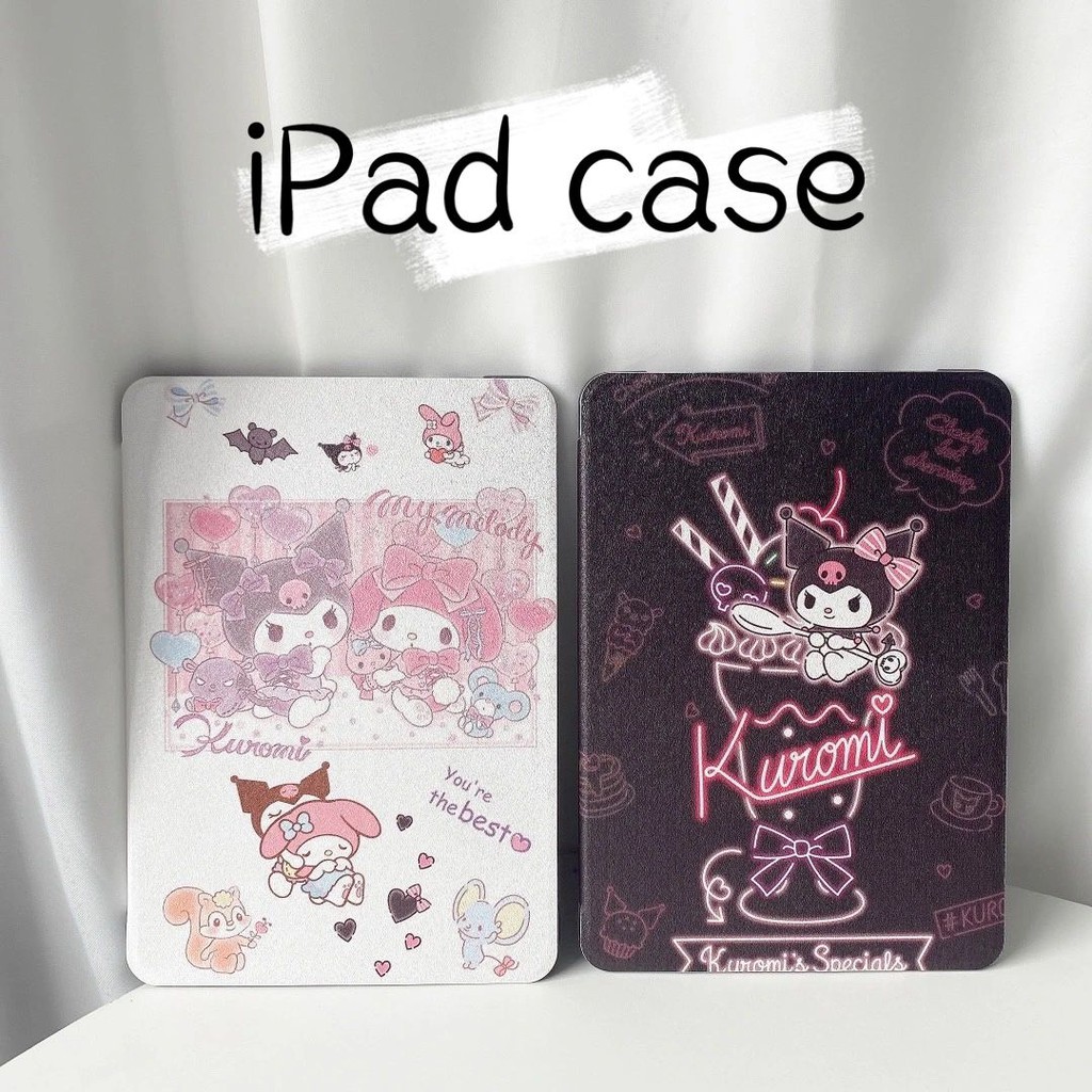 การ์ตูน Kuromi ipad case น่ารัก Melody pro 10.5,pro 9.7,Gen6,Gen7,iPad Air4,Air3,เคสไอแพด, 7.9 mini4 5,11pro case