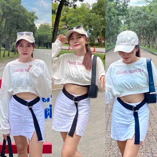 🎀สเวตเตอร์ครอปแขนยาว สกรีนลาย🎀