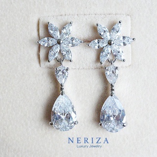 Neriza Jewelry/ ต่างหูเพชรระย้าเกรดพรีเมี่ยมเพชรสังเคราะห์ประกายเทียบเท่าเพชรแท้ รหัสNE021 จัดส่งฟรี