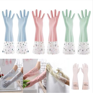 🧤พร้อมส่ง🧤(D-700) ถุงมือยาว ถุงมือล้างจานทำความสะอาด ถุงมือยาวกันน้ำ 1 คู่ (แบบปากกว้าง)