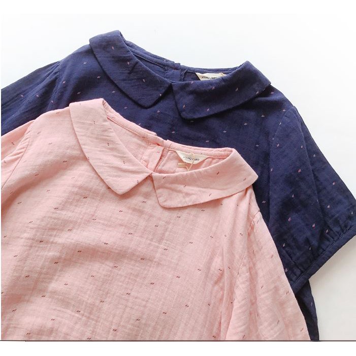 เสื้อลำลองน่ารักสไตล์​ญี่ปุ่น​ ทรงหลวม ปกบัว ผ้าคอตตอนสาลูเนื้อนิ่ม พิมพ์ลายเล็กๆ