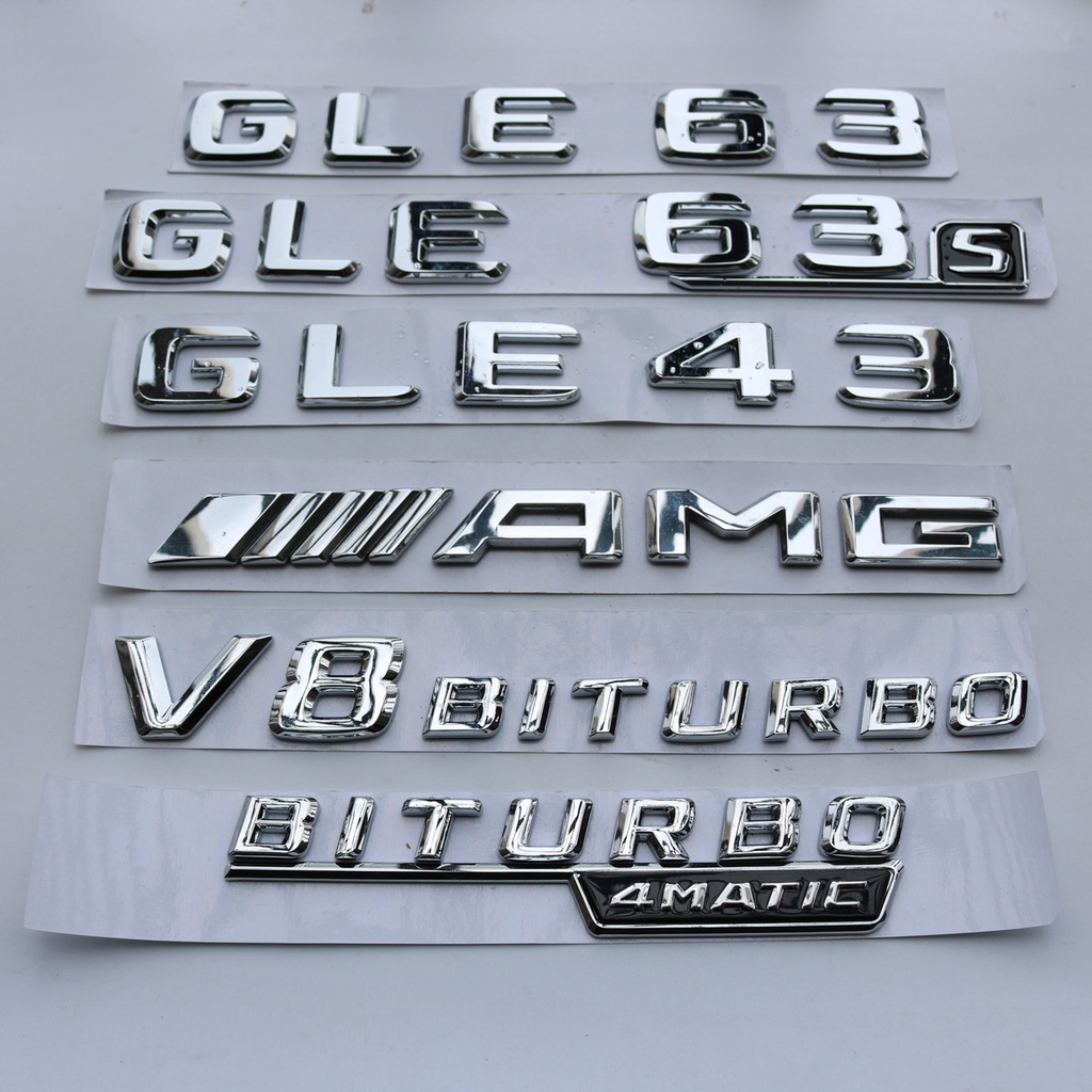 โลโก้รถเบนซ์ GLE63S GLE43 GLE53 AMG ด้านหลังหางโลโก้ BITURBO 4MATIC Fender โลโก้ด้านข้าง