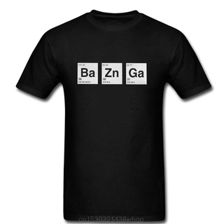 เสื้อยืดคอกลมcrew neckMen The Big Bang Theory Breaking Bad Bazinga T Shirts Sheldon Cooper Geek TBBT Tops Short Sleeve T