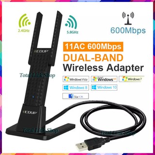 ราคา🌟รับสัญญาณแรง! แบบตั้งโต๊ะ🌟ตัวรับสัญญาณเสาคู่ WiFi USB Adapter 600Mbps (สายยาว1ม) EDUP-WiFi-600 เสาคู่แบบตั้ง(3)
