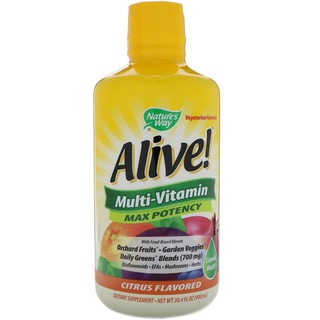 Natures Way, Alive!, Liquid Multi-Vitamin, Max Potency, Citrus Flavored(900 ml)