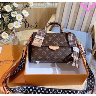 Louis Vuitton bag กระเป๋าสะพาย LV ทรงเหลี่ยมลายโมโนแกรม เปิดหน้าทรงน่ารักปั้มแบรนด์ทุกจุดงานจริงสวยมาก มาพร้อมพวงกุญแจ