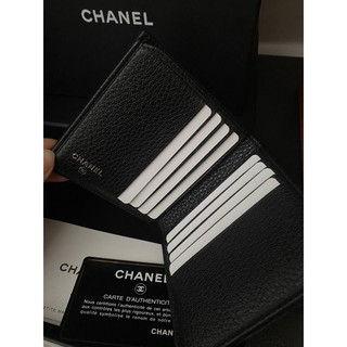 chane wallet 2พับ หนังคาเวียร์ สีดำ