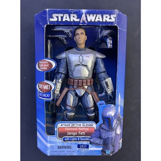 โมเดลฟิกเกอร์เเท้100% สตาร์วอร์ส -Hasbro -Attack Of The Clones ELECTRONIC BATTLING JANGO FETT 12" Action Figure มือหนึ่ง