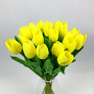 OrientalFineArt  ดอกทิวลิป ดอกไม้ประดิษฐ์เกรดพรีเมี่ยม Artificial Tulip(TS-01817 Yellow)