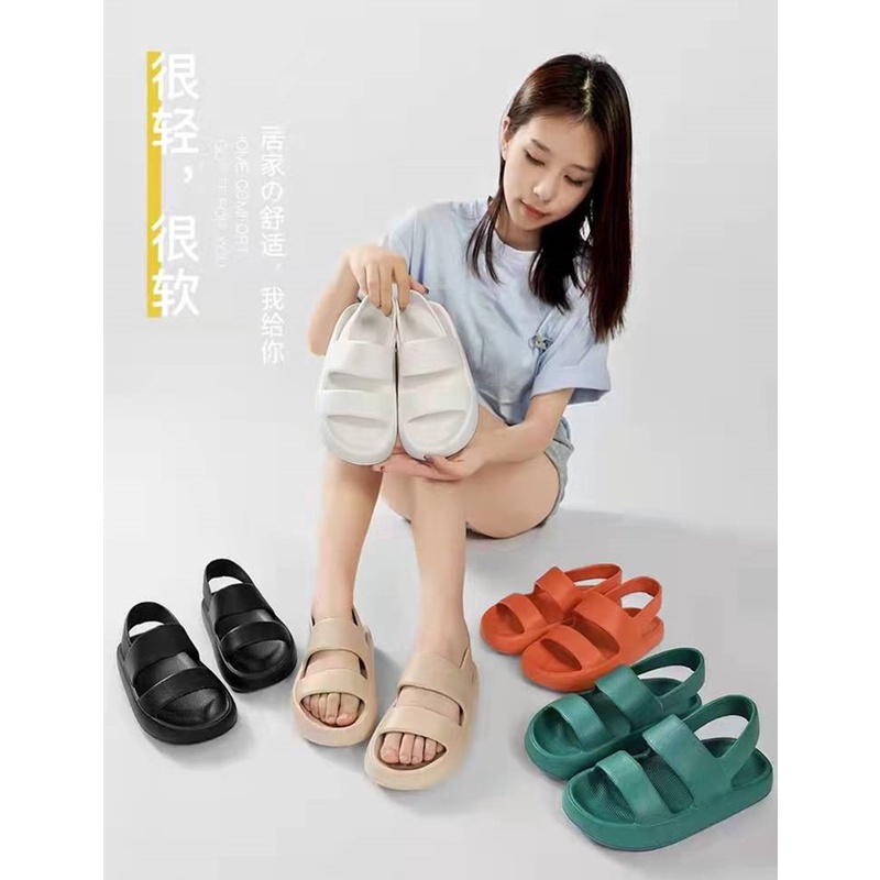 รองเท้าแตะรัดส้น ยางนิ่มใส่สบาย เบอร์36-40 NO.9888 ( มี 4สี )