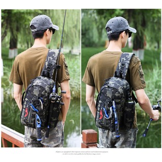 รุ่นC Fishing bag กระเป๋าตกปลา กระเป๋าผู้ชาย ใส่อุปกรณ์ตกปลา ใส่เบ็ดได้ 1 คัน  ใส่ของได้เยอะ กันน้ำได้ ไม่รงรัง