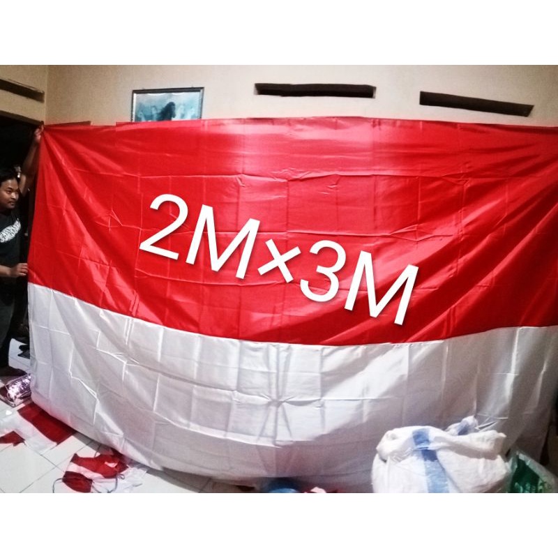 MERAH SUPER JUMBO SIZE RED-WHITE FLAG (2M, 3M)