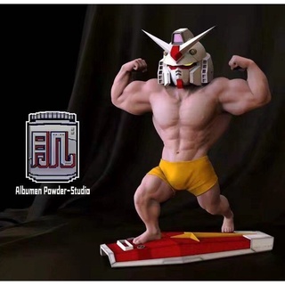 (กรุงเทพ) GUNDAM RX-78-2  Gundam เล่นกล้าม Body Buliding Muscle Gundam LED  EYE  PVC Action Figure 18 cm(Yellow Pant)