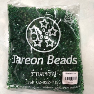 คริสตัลใสอะคลิลิก สีเขียวเบอร์28 WEE Beads by Jareon 450 กรัม ลูกปัดทำกระเป๋า