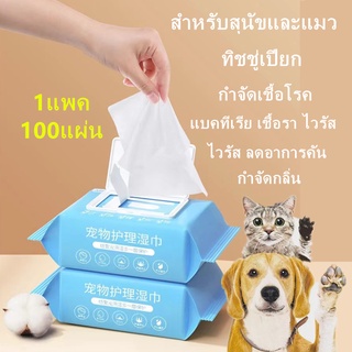 PETLOVE Kojima Pet wipes ทิชชู่เปียก กระดาษเปียกสำหรับสัตว์เลี้ยง 100แผ่น