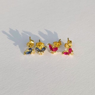 (all silver925) glisterr gem butterfly stud ต่างหูผีเสื้อเงินแท้ชุบทอง 18k