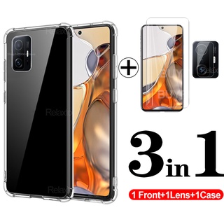 1Set For Xiaomi 11t Pro Mi 11tPro Protector Cover Clear Case + Screen tempered Glass + Camera Film