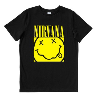 Nirvana - SMILEY สีดํา | เสื้อยืด พิมพ์ลายวงดนตรี | Merch เครื่องดนตรี | Unisex | วงดนตรีเมอร์ช | เสื้อยืด พิมพ์ลายดนตรี | หินกรันจ์