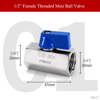 วาล์วบอล สเตนเลส 304 ขนาดเล็ก 1/2 นิ้ว ตัวผู้ เป็นตัวผู้ ตัวเมีย