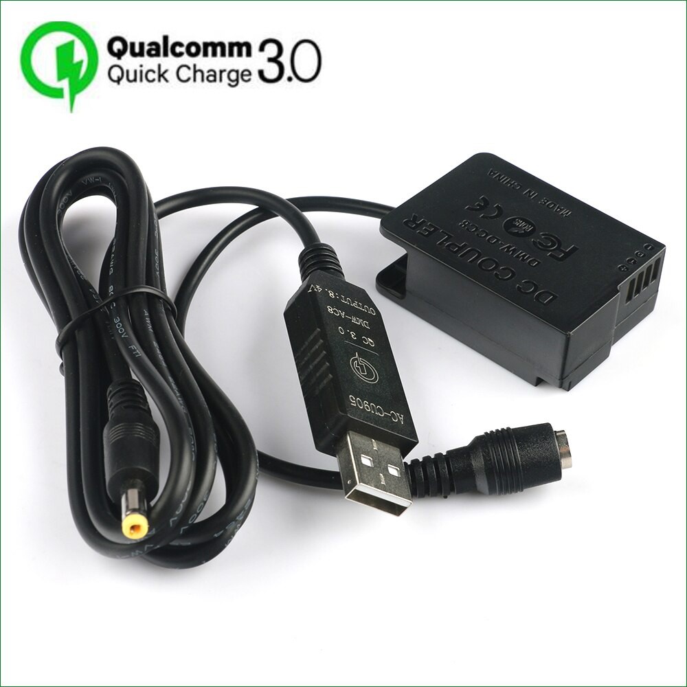 แบตเตอรี่ดัมมี่ QC3.0 DMW-BLC12 DMW-DCC8 DC และสายเคเบิลพาวเวอร์แบงค์ USB สําหรับ Panasonic DMC-G5 G6 G7 G8 GX8 G80 G81 G85 GH2 FZ200 FZ300 FZ330 FZ2000
