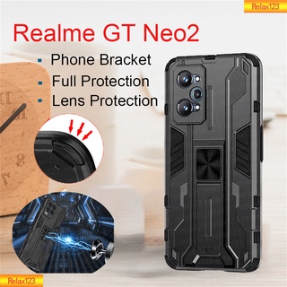 สำหรับ Realme GT RealmeGT Neo2 Neo 2 เคสโทรศัพท์เกราะกันกระแทกปลอกขาตั้งแข็งตัวยึดแม่เหล็กด้านหลังเลนส์กล้องป้องกันฝาครอบโทรศัพท์