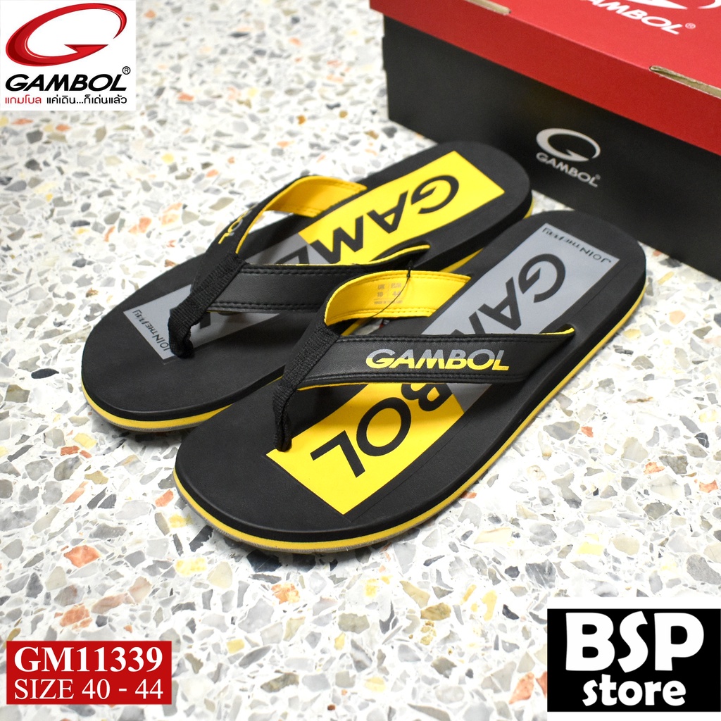 gambol รุ่น GM 11339 สีดำ/เหลือง ผลิตจาก GBOLD Technology™ คุณภาพมาตรฐาน นุ่ม เบา สบายเท้า ของแท้ 100% ราคาปกติ 379 บาท