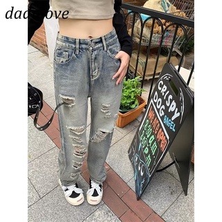 DaDulove💕 New Beauty Ins Retro Ripped Jeans Street Loose High Waist Wide Leg Pants Fashion Womens Clothing