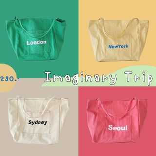 [ลดเพิ่มอีก15% ใส่โค้ด 353RZQ เฉพาะ10-12ธ.ค.65] พร้อมส่ง  Imaginary Trip bag กระเป๋าผ้า เที่ยวทิพย์