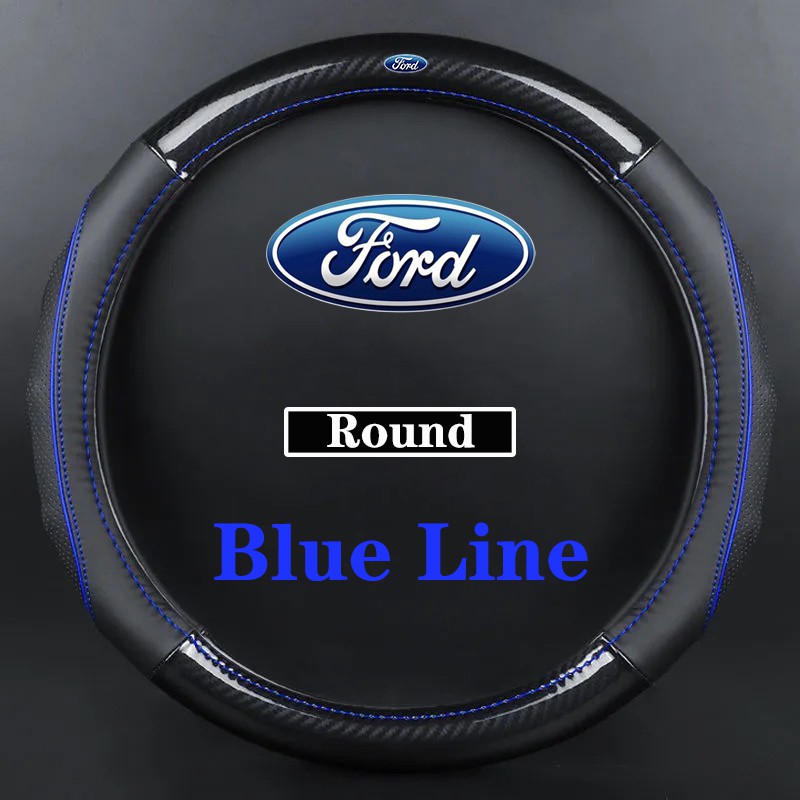 Ford Carbon Fibre หนังพวงมาลัยรถสําหรับ Ranger Fiesta Focus Everest EcoSport Escort Escape Explorer อุปกรณ์เสริม